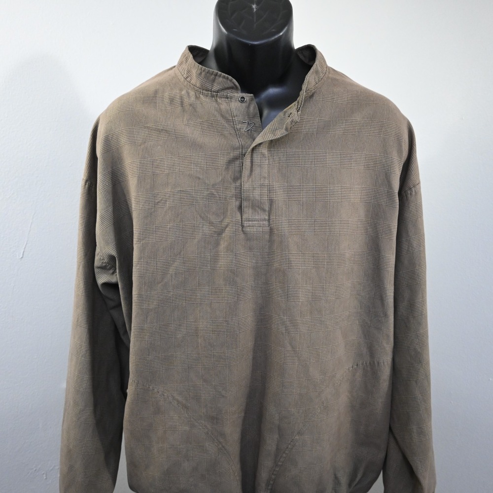 Zero Restriction‎ Windbreaker Golf Jacket Brown Plaid Long Sleeve Mens Size 2XL